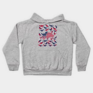 4th Of July Dinosaur Red White Blue T Rex USA American Flag Kids Hoodie